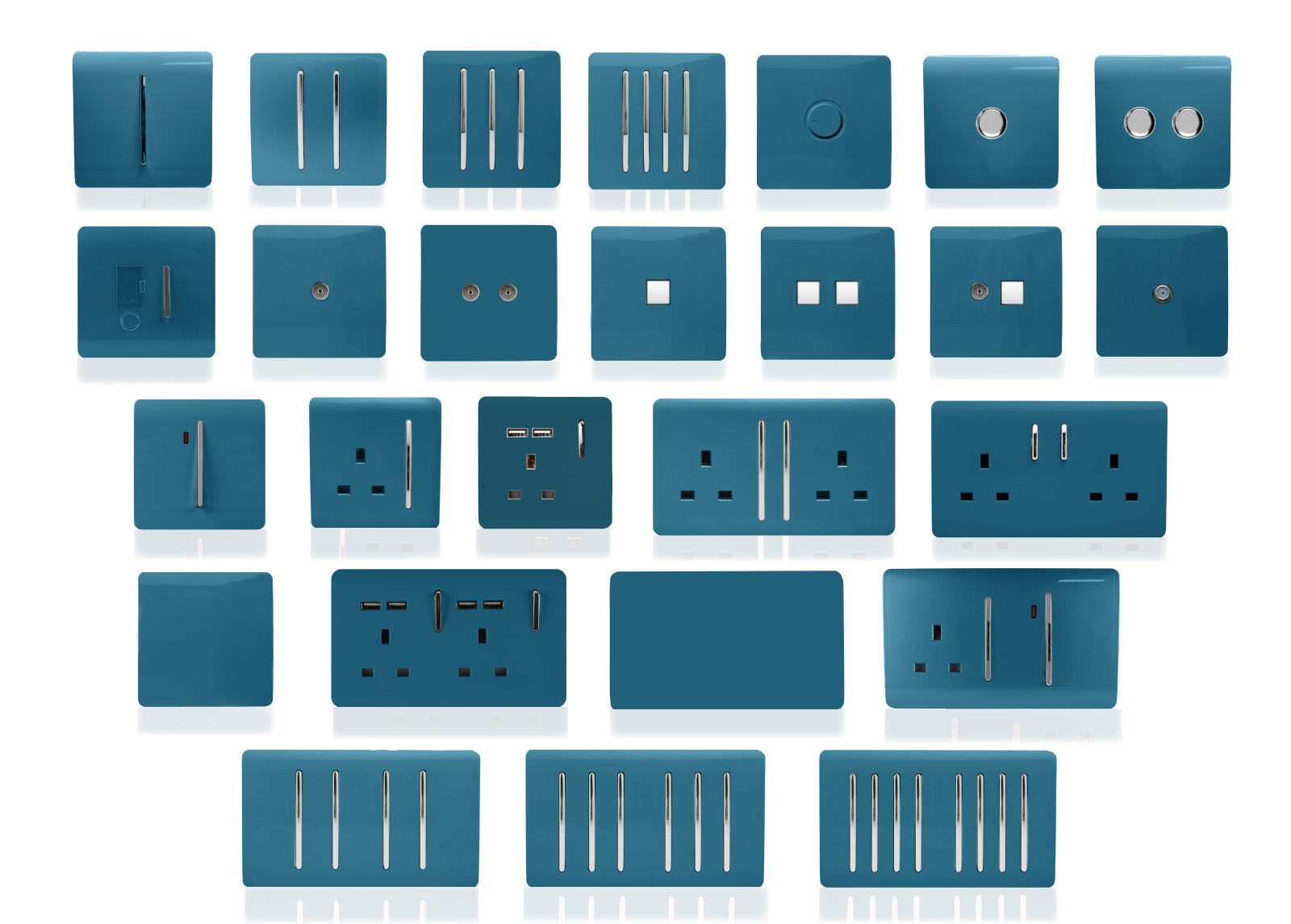 Ocean Blue Wiring Accessories Trendi Decorative Screwless Ocean Blue Wiring Accessories Trendi Decorative Screwless